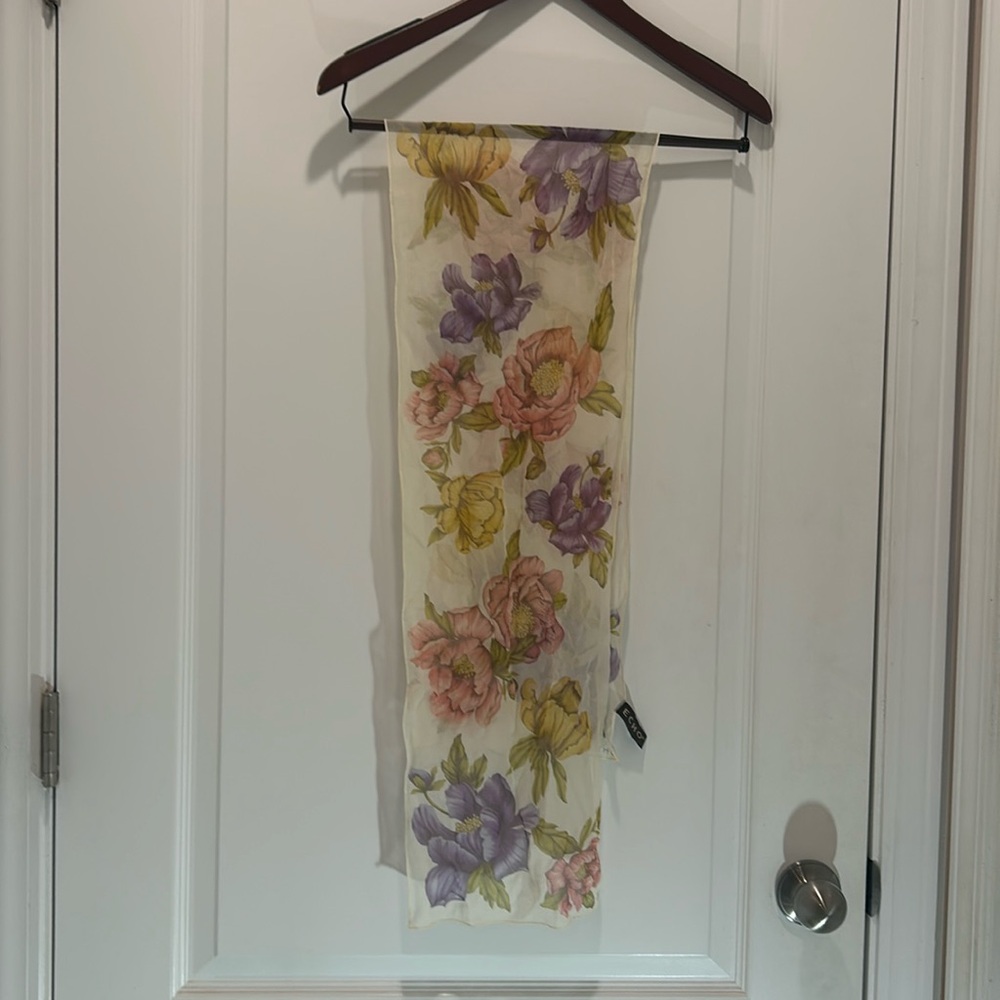 100% Silk Echo Skinny Scarf Print